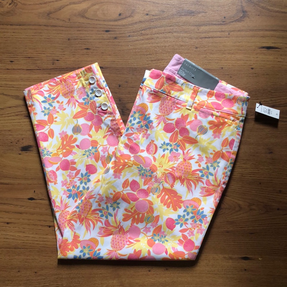 NWT Talbots tropical Perfect Crop pants Size 8P